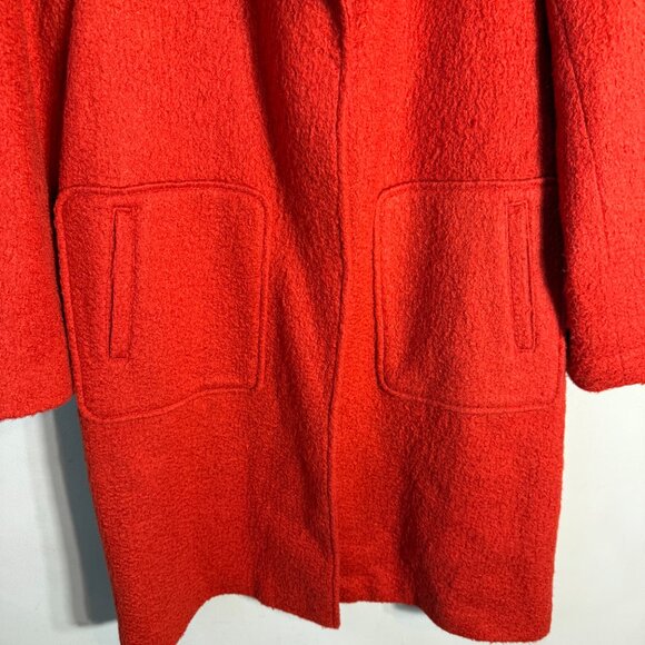 Bernardo Textured Wool Coat Women's Medium Orange Overcoat Pea Coat Jacket Chic - Picture 9 of 15